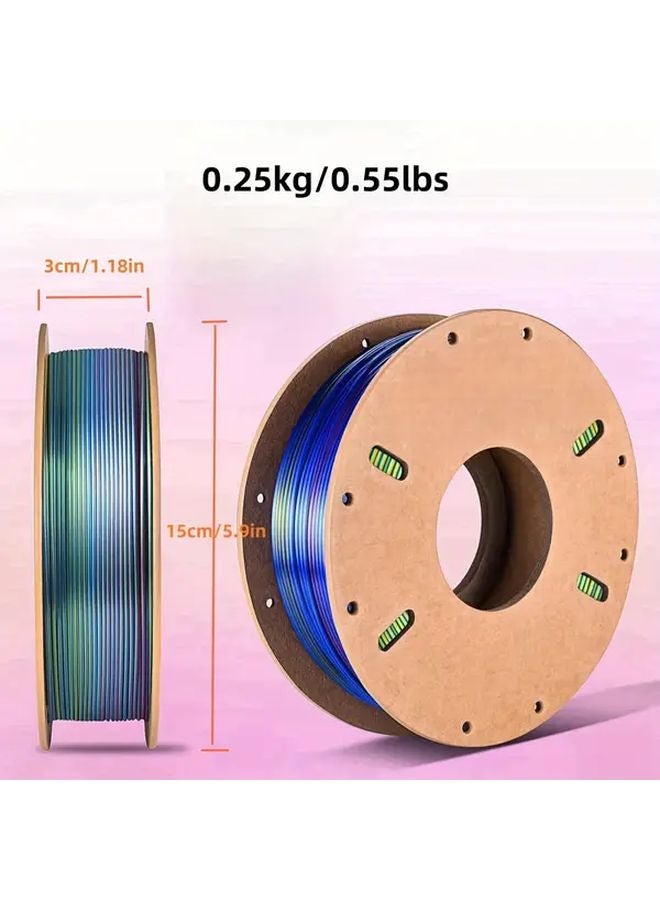 Tricolor Gold Silver Copper PLA 3D Printer Filament 1.75mm 0.25kg Spool - Image 2